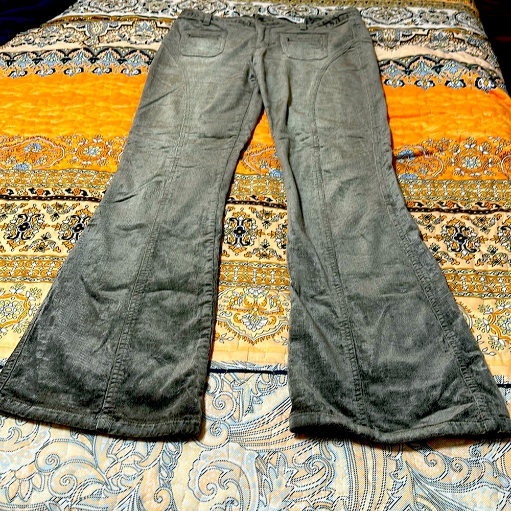 Size 8 stretch corduroy pants , grey and soft gently used and loved !